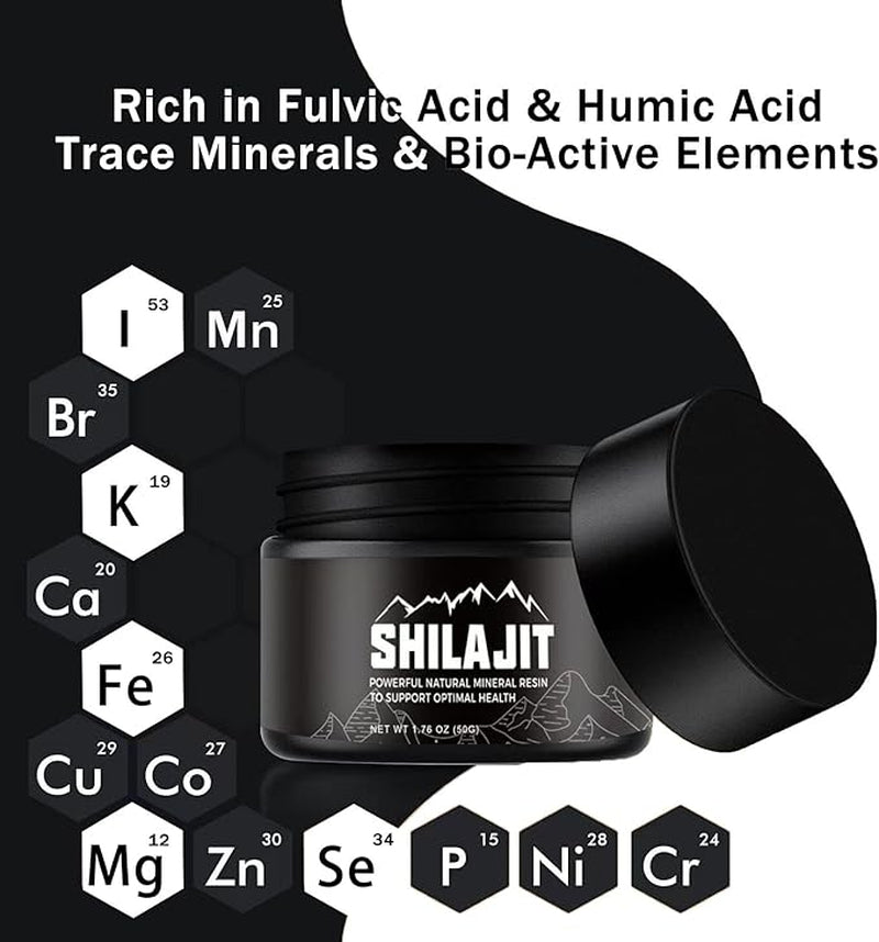 Pure Himalayan Shilajit Resin - 50 Grams, Golden Grade Organic Supplement, Enriched with 80 Trace Minerals and Fulvic Acid for Enhanced Energy and Immune Support